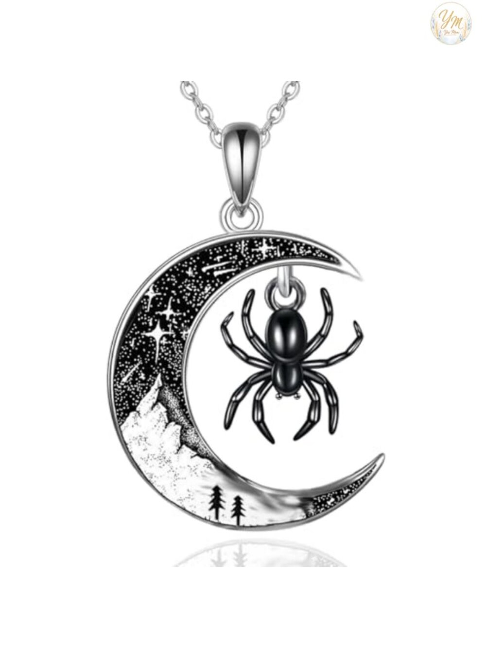 925 Sterling Silver Spider Pendant Necklace 18+2 Inch Adjustable Chain Gothic